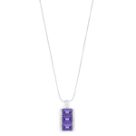 Silver Rectangular Pendant With Purple Inlay