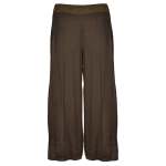Lurex Waistband Wide Leg Pants - Bitter Choc L xl