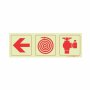 Photoluminescent 190MM Safety Sign – F8-ARROW Left+fire Hose Reel+fire Hydrant