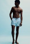 Patterned Swim Shorts - Light Blue Striped