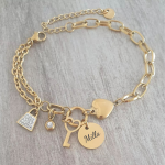 Keyara Gold Key Personalized Stainless Steel Bracelet Adjustable Size Ready In 3 Days