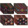 4PCS Placemats Day Of The Dead Sugar Skulls Floral Printed Placemats Festive Dining Table Mats Polyester Colorful Flower Patterns For Holiday Parties & Home Decor