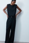 Buckle-detail Tailored Trousers - Black