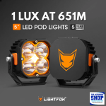 Lightfox 5INCH Cygnus Osram LED Pod Lights 1LUX@651M 14 106 Lumens Pair