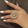 Large Hollow Flower Ring Exaggerated Adjustable Finger Ring Jewelry Party Favors