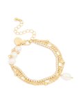 Goldair Gold Plated Freshwater Pearl Chain Layered Bracelet