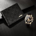 2PCS SET Men's Business Style Classic Quartz Watch & Wallet Birthday Gift Holiday Gift