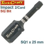Tork Craft 2 PK Robertson No. 1 X 25MM Impact Insert Bit TCISQ0125C