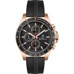 Ben Sherman Mens Rose Gold-tone Chronograph Watch With Black Dial And Silicone Strap