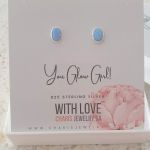 Jovie Azure 925 Sterling Silver Sn Azure Opal Oval Ear Studs Size 7X9MM