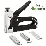 Bamda 3-IN-1 Heavy-duty Manual Staple Gun Kit With 300 Staples - Carbon Steel Uncharged Stapler For Upholstery Woodworking Decor