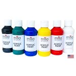 Milo Acrylic Paint Set Of 6 Colors 4 Oz Bottles Student Primary Colors Acrylics Painting Pack Made In The Usa Non-toxic Art & Cr