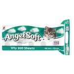 Angel Soft 1 Ply 300 Sheet Toilet Paper 10 Pack