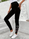 Heart Print High Waist Workout Leggings Casual Skinny Stretchy Tights Leggings For Daily Wear Women's Clothing
