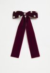 Tilly Hair Bow Berry Velvet Diamante