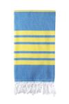 Turkish Bath Beach Towel - Herringbone 100X180CM - Blue And Yellow