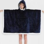 Kids 2 In 1 Midnight Blue Hooded Poncho Blanket
