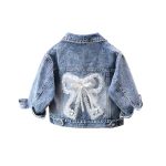 Asher Fashion Girls Denim Jacket Girls Bow Jacket 3D Flower Denim Jacket