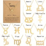 Golden-plated 12 Zodiac Symbol Pendant Necklace Cross-border Explosive Constellation Paper Card Necklace