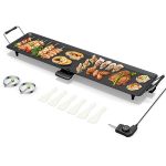 Kotek 35" Electric Griddle Nonstick Extra Large Teppanyaki Grill With 5 Adjustable Temperature Drip Tray Cool Touch Handles 2000