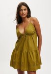 Cotton On Camille Embroidered MINI Dress - Olive