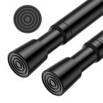 Aizesi 2PCS Adjustable Curtain Rod No Drilling Black Spring Tension Rod Adjusting Length 31 To 54 Inch Small Expandable Loaded C