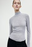 Turtleneck Top - Light Grey Marl