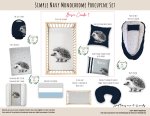 Cot Duvet Bedding Simple Navy Monochrome Porcupine Set