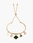 Goldair Gold Flower Charms Toggle Bangle