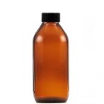 1 Litre Amber Glass Medical Round Bottle With Screw Cap - White 28 410
