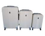 Smte Cream Abs Hardshell Luggage Set 3-PIECE Spinner Wheels Secure Lock With Keychain