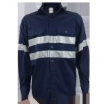 Navy Yellow Vented Reflective Mining Shirt 100% Cotton S