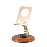 Zs - 360 Phone Holder Stand With Wooden Base
