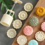 Set Moon Cake Mold Including 1PC Mold And 6 Stamps Diy Hand Press Cookie Stamps Moon Cake Maker Mid Autumn Festival Pastry Tools Baking