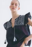 Embroidered Cotton Blouse - Black