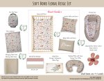 Cot Duvet Bedding Soft Boho Floral Beige And Dusty Pink Set