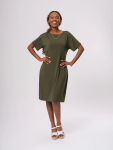 Olive Green Crew Neck T-Shirt Dress - XXL Olive