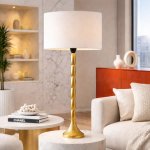 Octavian Metal Table Lamp - Gold Black - Black
