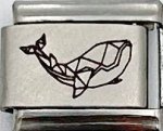 9MM Laser Italian Charm - Geometric Whale