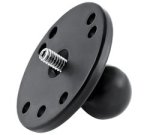 RAM 2.5" Round Base Amps Hole Pattern 1" Ball & 1 4"-20 Threaded Male Post For Cameras