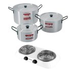 - Emeried Finish Stewpot Set 7 12 21L - 6 Piece With Hotplate - White