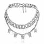 Hahagirl Statment Big Butterfly Pendant Necklace Rhinestone Choker Necklace For Women Jewelry BUTTERFLY002 Silver
