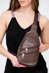 Crossbody Sling Bag Backpack Bag Brown Pu Leather