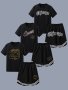 Random Set - Boy's Fashion 2pcs Co Ord Set With CHICAGO 23 Design Print Comfy Short Sleeve T-shirt & Versatile Cozy Shorts Set Ideal