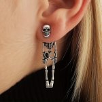 Golden Silvery Halloween Skeleton Design Dangle Earrings Ear Jackets Retro Party Style Ghost Festival Earrings