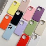 Simple Anti-fall Liquid Silicone Phone Case For Iphone 14 Pro Max Solid Color 15PR 13 Protective Case New 12 Model 11 Lens Full 