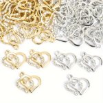 10PCS Shiny Rhinestones Inlaid Heart To Heart Pendant Elegant Temperament Necklace Bracelet Earrings Hollow Double Love Heart