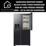 Samsung 3 Door Smart Black Steel Food Showcase Side By Side Fridge Freezer - 609L