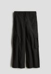 Wide Cargo Trousers - Black