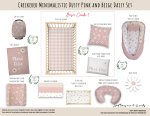 Cot Duvet Bedding Checkered Minimalistic Dusty Pink And Beige Daisy Set